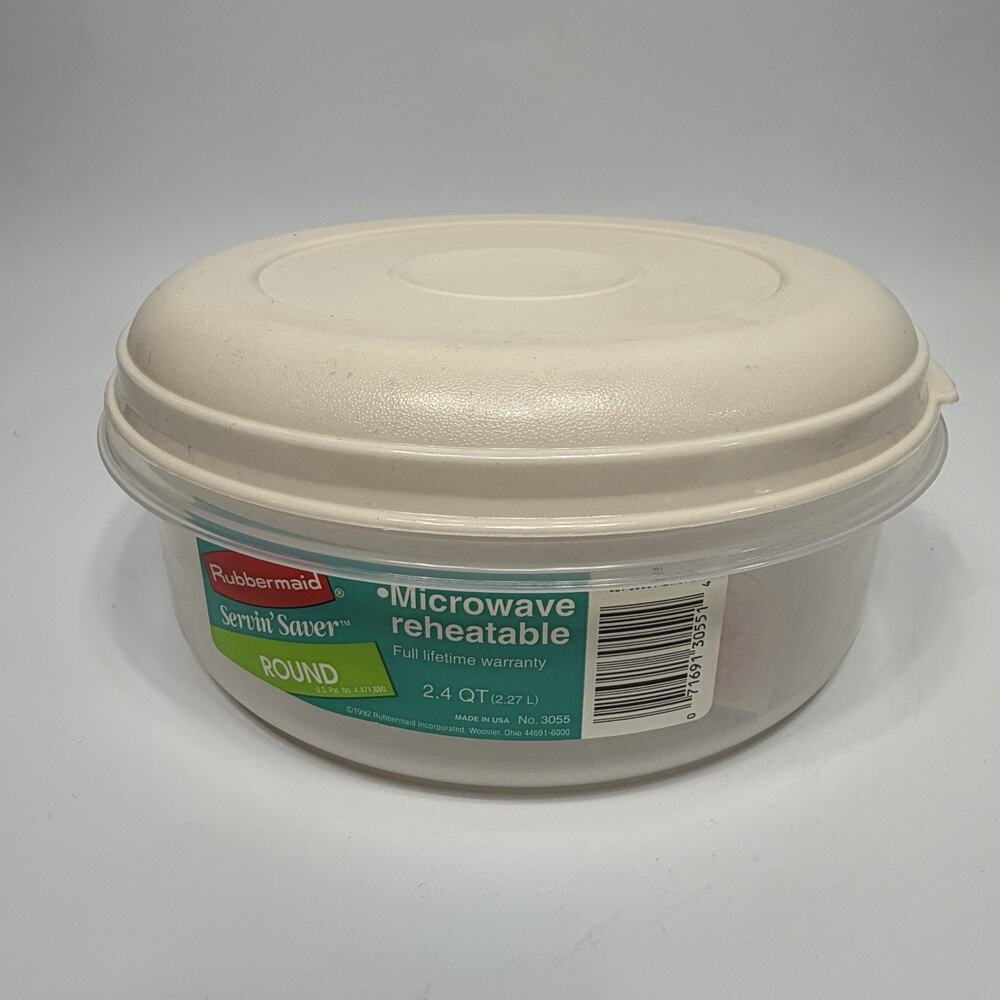 Rubbermaid Servin Saver # 4 12 Cup Round Clear Container Almond With Lid NEW